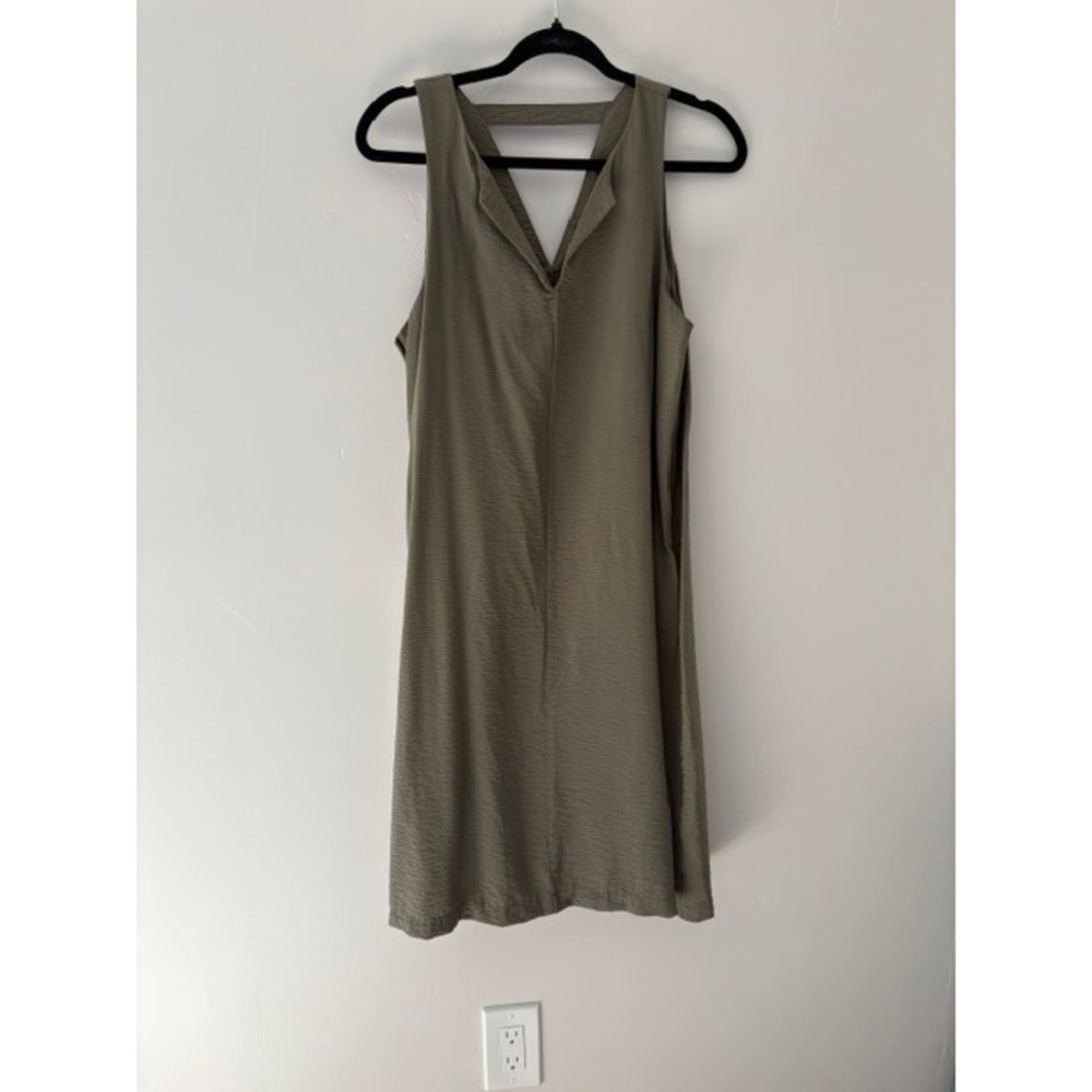 Banana Republic Womens Olive Green Textured V-Neck Shift Dress with Pockets L